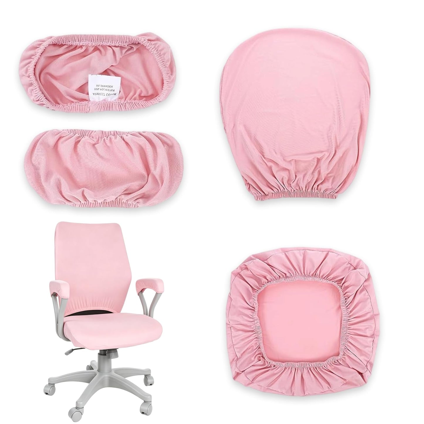 Rndqw 4 PCS Comfortable Office Chair Covers Set, Durable Protective Desk Chair Cover, Universal Stretchable Office Chairs Seat Cover