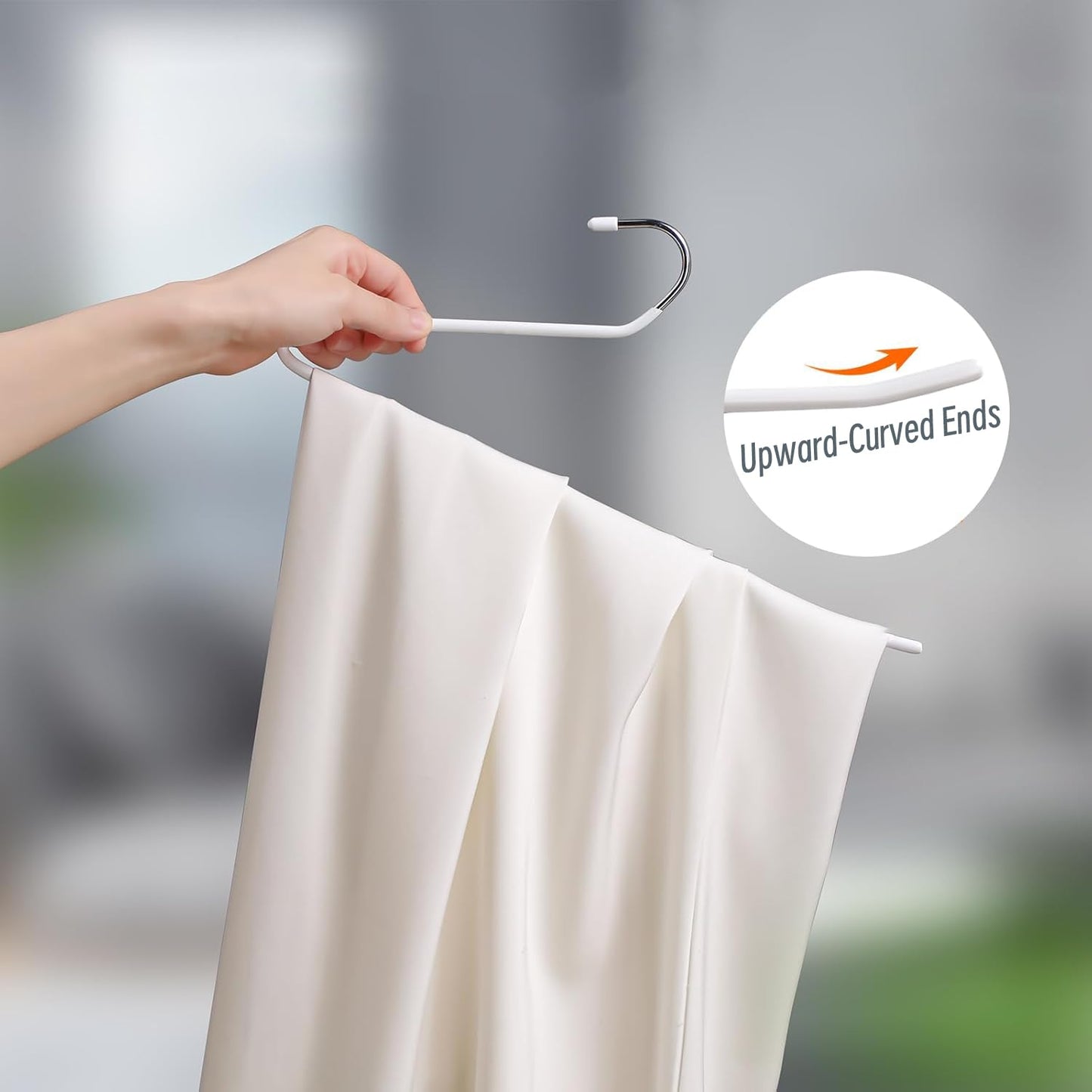 Open Ended Pants Hangers 20 Pack, Non Slip Metal Trouser Hangers CreamWhite