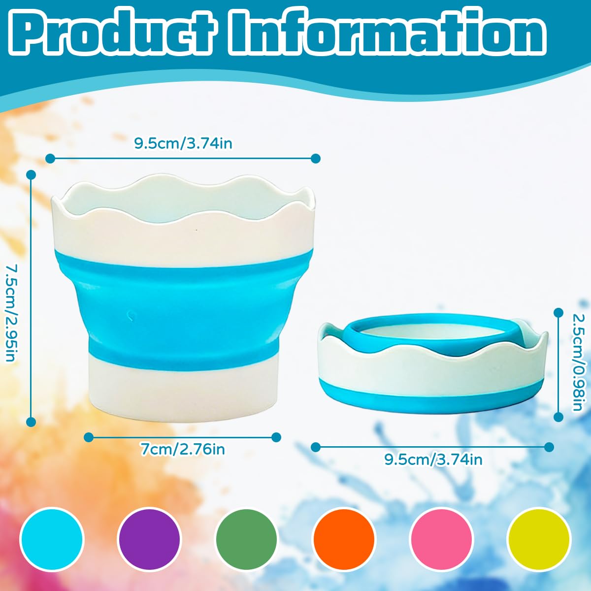 YBCCBY 6 Pcs Collapsible Paint Brush Washer, Silicone Paint Water Pots