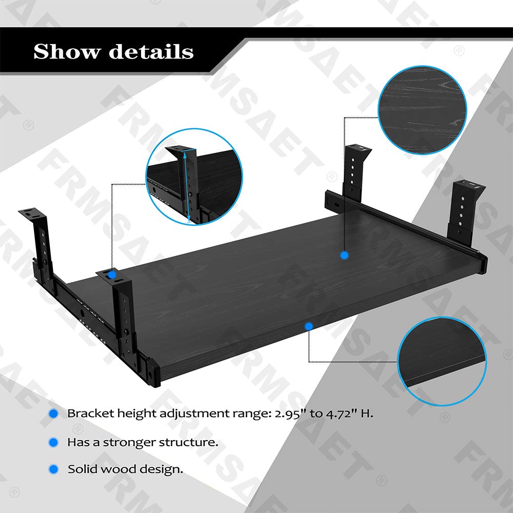 FRMSAET Office Product 20/24/30 inch Keyboard Drawer Tray(20 inch, Black)