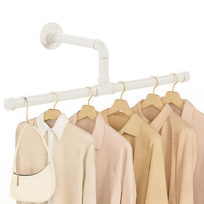 Yawinhe 51cm Wall Mounted Clothes Rail,Pipe Garment Rack,White,1 Pack
