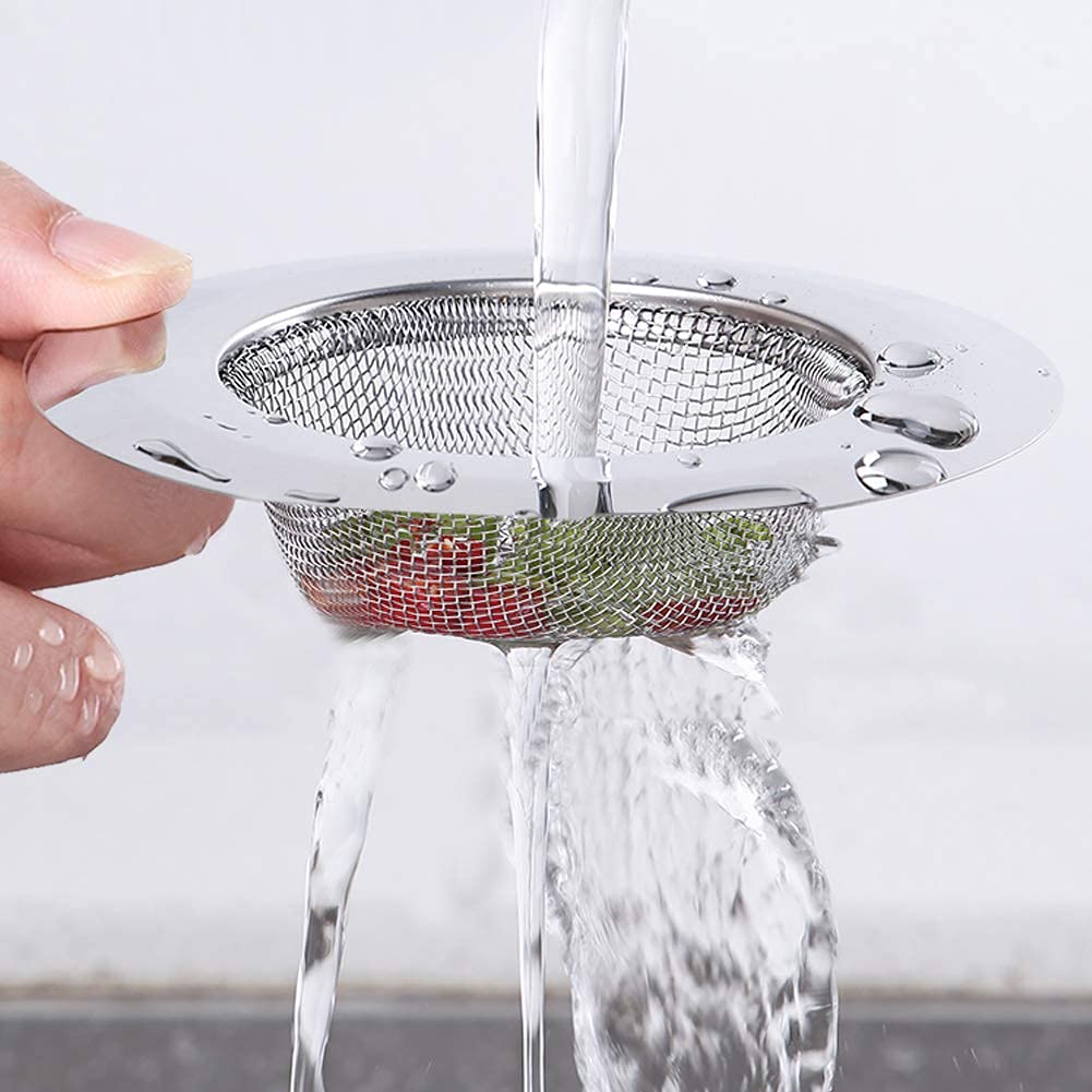 Stainless Steel Bathroom Shower Hair Filter Catcher Drain Cover Kitchen Sink Plug Strainer Hole Cover (Pack of 2)