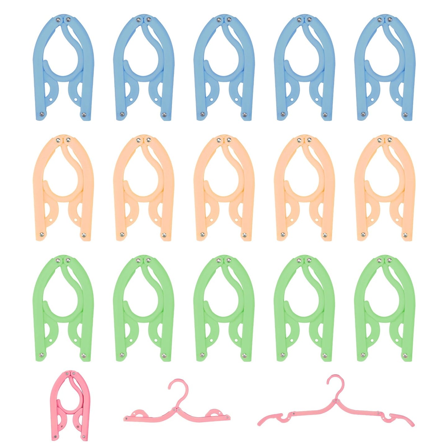 GOSHIES Travel Hangers Doldable 20 Pcs Folding Clothes Hangers 4 Colors Portable Plastic Clothes Coats Hangers for Travel Cruise Camping