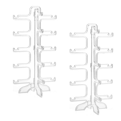 Pack of 2 Glasses Stands, Sunglasses Display, 5-Layer Glasses Storage Display Rack for Storage, Sunglasses, Myopia Glasses, Plan Mirror Transparent
