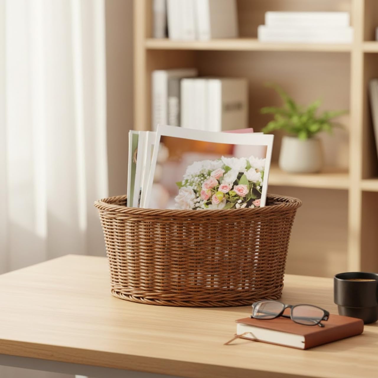 Alipis 1 PCS Corner Storage Basket Fan Shaped Wicker Organiser Bin Triangular Rattan Shelf Basketry for Bathroom Closets and Snacks