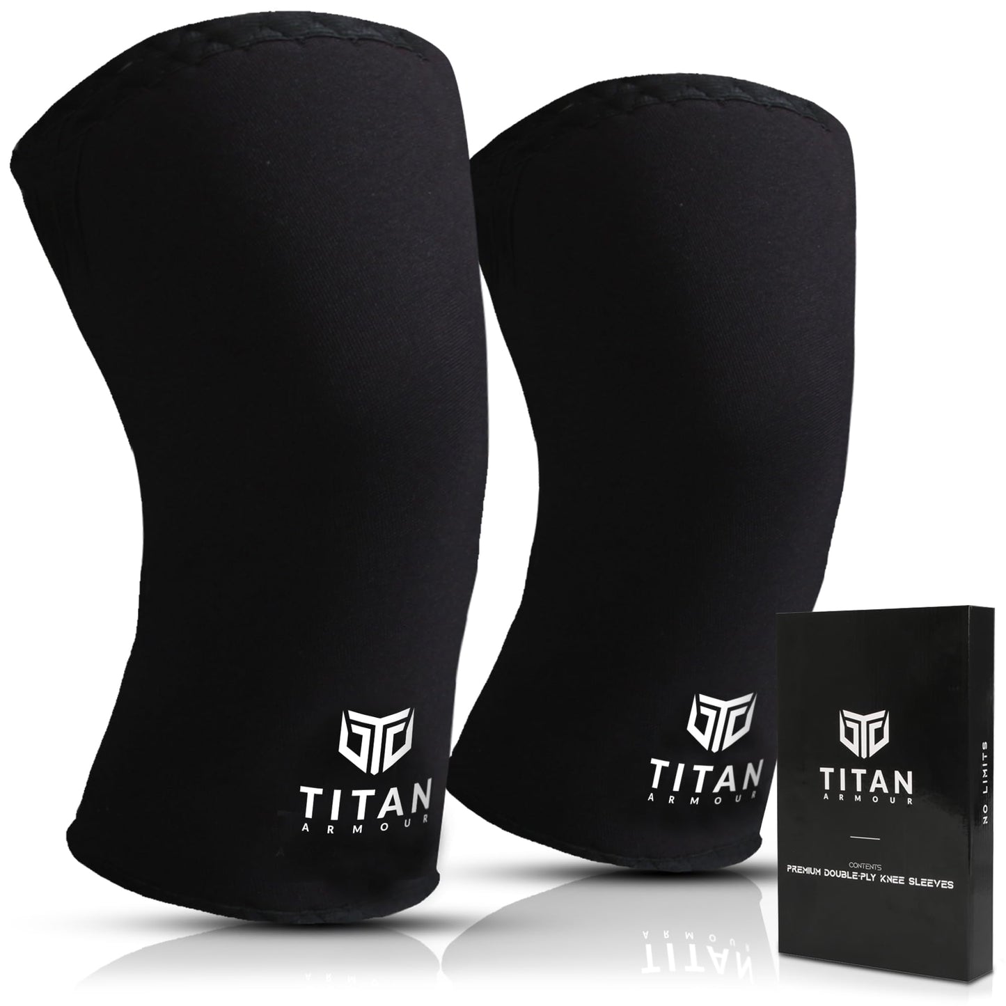 Titan Armour? Premium Knee Sleeves Weight Lifting | 7mm Double-Ply Neoprene | Knee Compression Sleeve for Support & Protection | Knee Support Sleeves