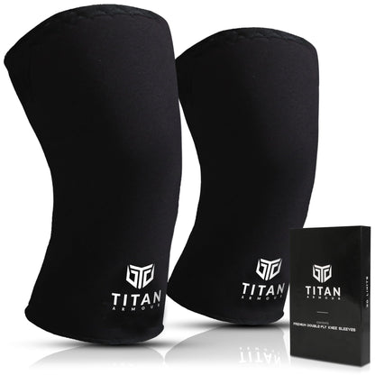 Titan Armour? Premium Knee Sleeves Weight Lifting | 7mm Double-Ply Neoprene | Knee Compression Sleeve for Support & Protection | Knee Support Sleeves