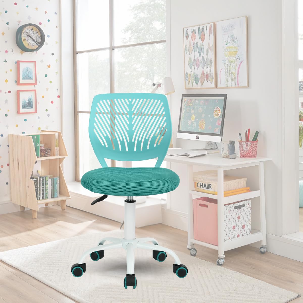FurnitureR Colouree Office Chair, Ergonomic Swivel Seat Height Adjustable for Computer, 5 Spoke Wheels, Chairs and Stools at Home, Work Seat