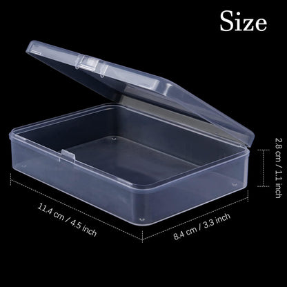 Mnixy 6pcs Clear Plastic Storage Containers with Hinged Lid Rectangle Small Plastic Boxes for Beads, Jewelry, Hardware,Game Pieces, Crafts Items