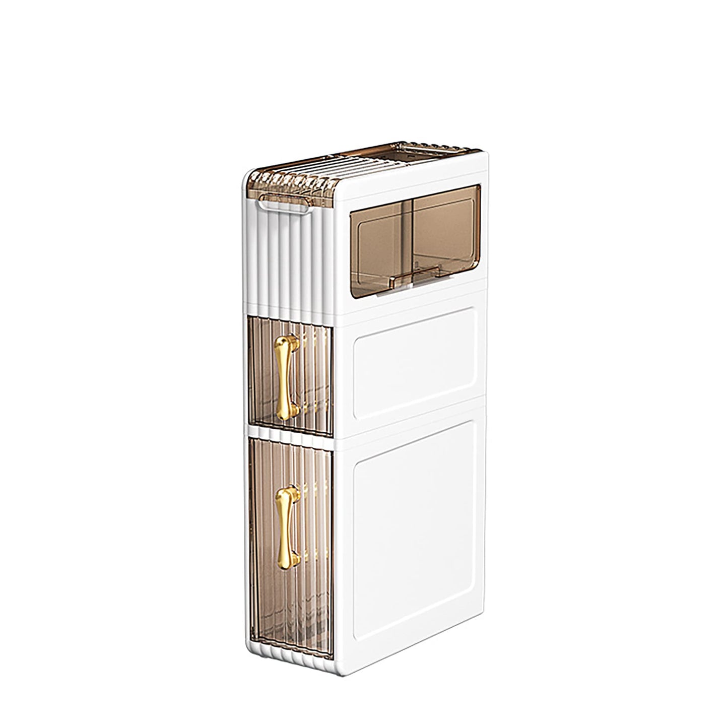 MAGIC SELECT Narrow Bathroom Organizer. Auxiliary Storage Cabinet with Wheels for Narrow Places. Side Cabinet with 3 Compact Drawers for Toilet Paper