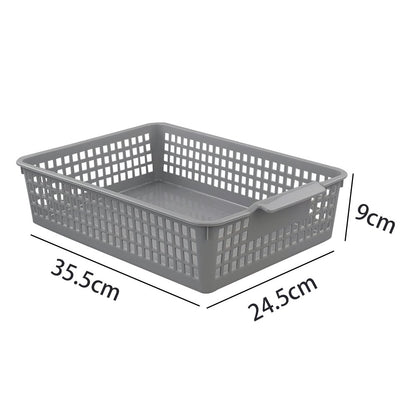 Bblina A4 Plastic Storage Basket, 3-Pack Shallow Storage Trays, Grey