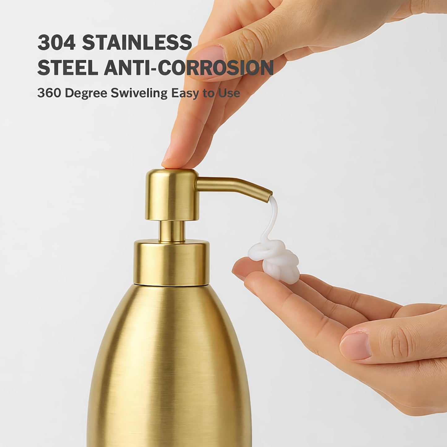 Emarful 304 Stainless Steel Soap Dispenser 16oz Rust-Proof Liquid Soap Pump Bottle for Kitchen or Bathroom Countertop Hand Dish Lotion Leak-Proof