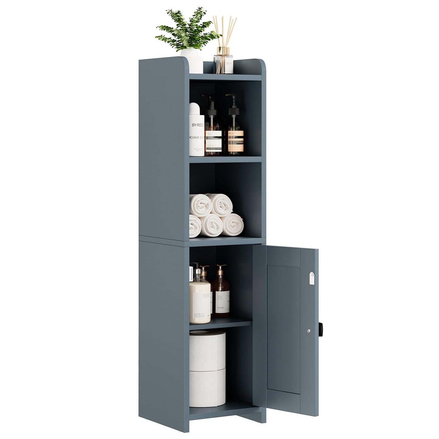 Lomojo Small Bathroom Storage Cabinet Corner, 7.87" Dx7.87 W x31.5 H (Gray)