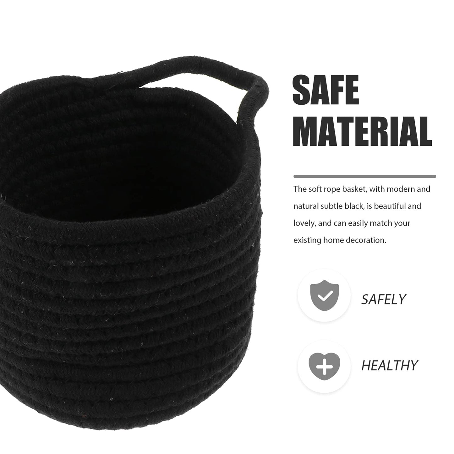 Small Wall Hanging Storage Baskets: 2PCS Cotton Rope Woven Basket - 9 x 7 inch Foldable Wall Door Hanging Organizer with Handle for Flower Plants