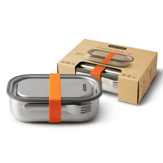 Black+Blum Stainless Steel Bento Lunch Box with Compartments | 3-in-1 Meal Prep Insulated Food Container for Adults & Kids | Vacuum Lock, Silicone