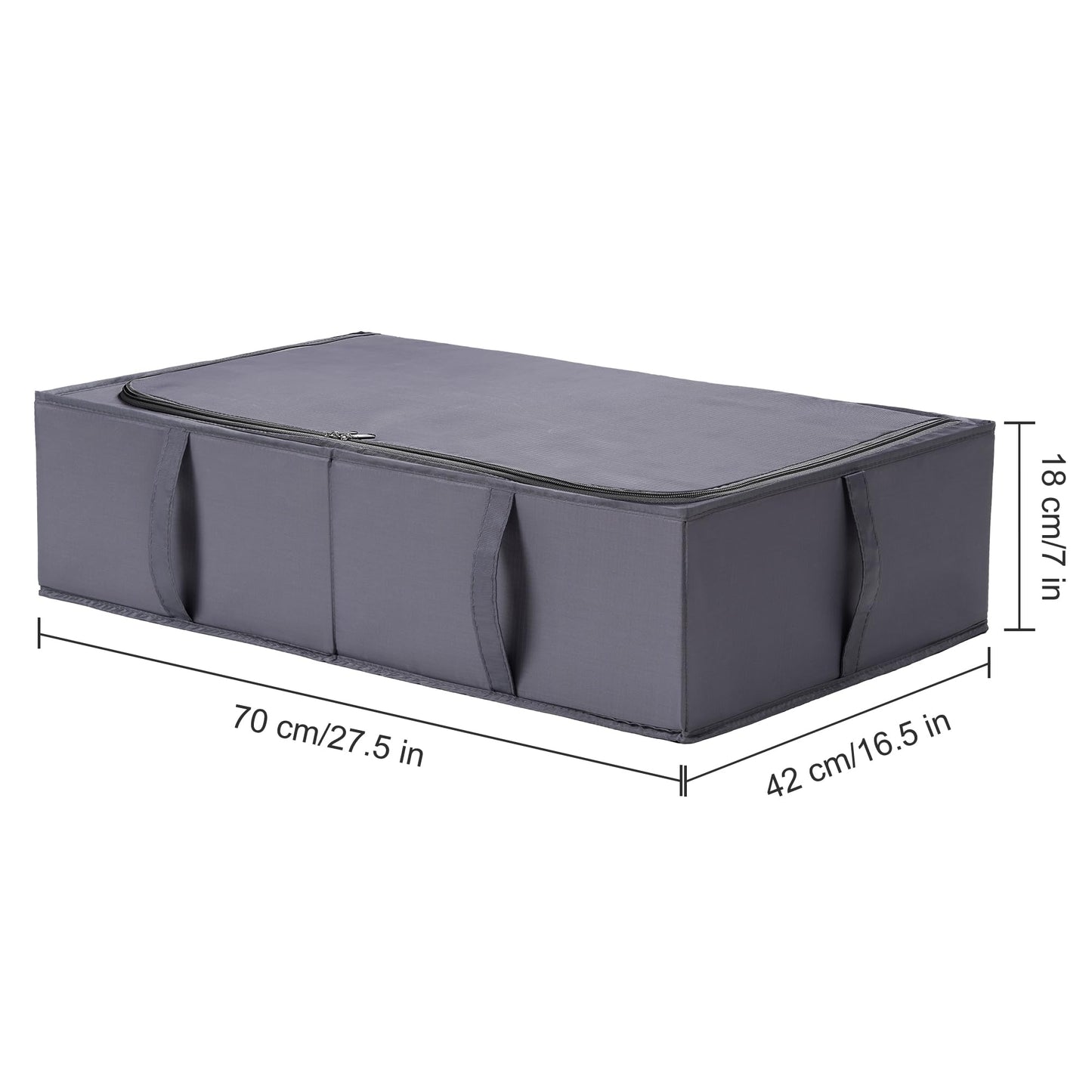 TYEERS Under Bed Storage Box with Lid, Durable Fabric, Washable, Collapsible, Under Bed Storage for Clothes, Blankets, Sheets, Shoes, 70x42x18 cm