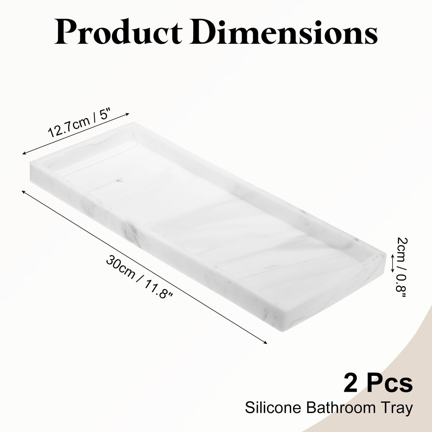 sourcing map 2Pcs Bathroom Vanity Tray, 11.8" x 5" Silicone Soap Dispenser Trays, Shatterproof Kitchen Sink Organizer for Soaps Keys Candle Trinket