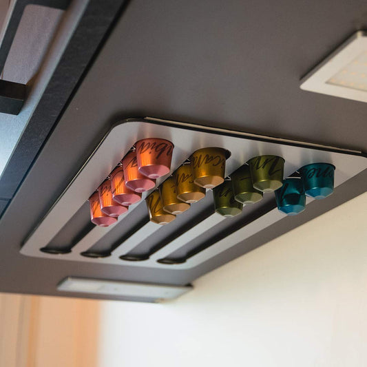 PODY? ? Holder for capsules, coffee capsules ? Self-adhesive ? Nespresso Classic compatible ? Aluminium composite, silver