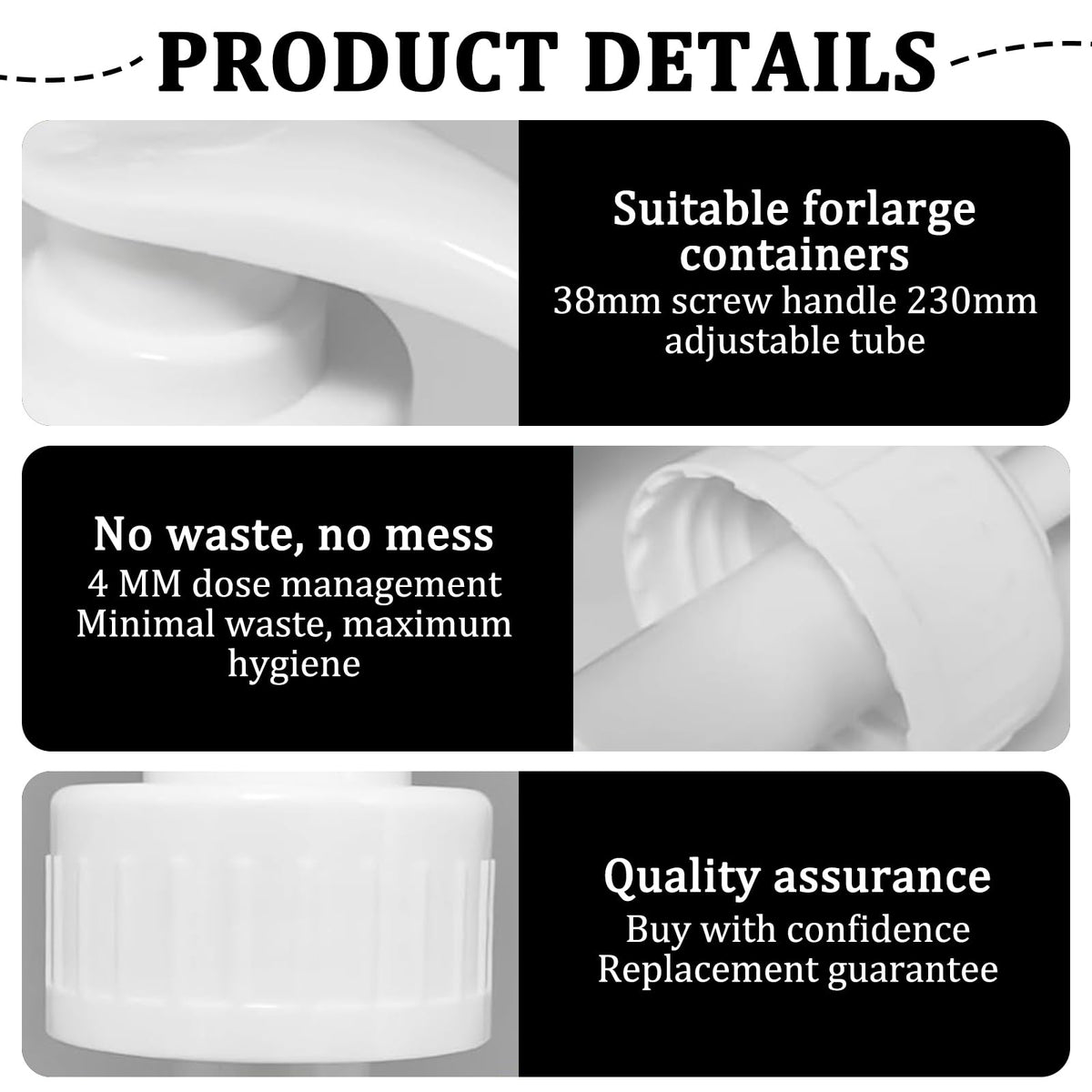 Ruiunchu 6 Pcs 5L Bottle Pump Dispenser for 5 Litre Container 38mm Bottles