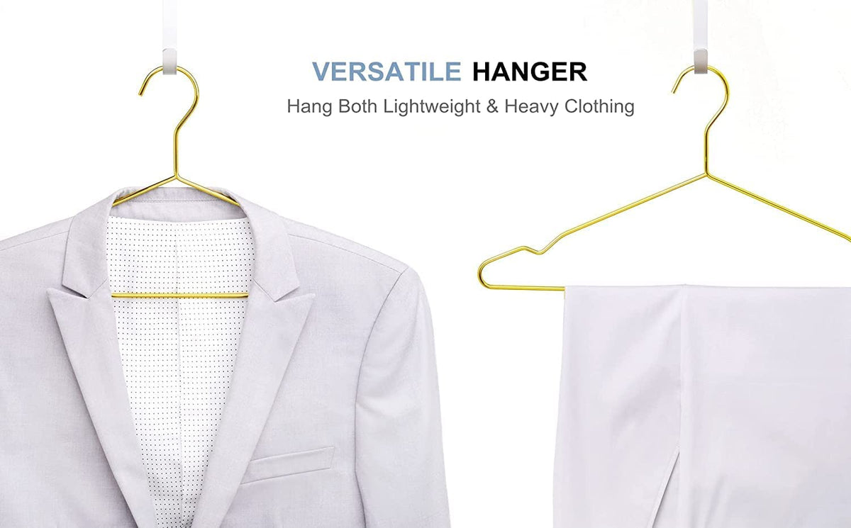 Amber Home 20pcs Shiny Metal Coat Hangers, Iron Shirt Hangers, Gold