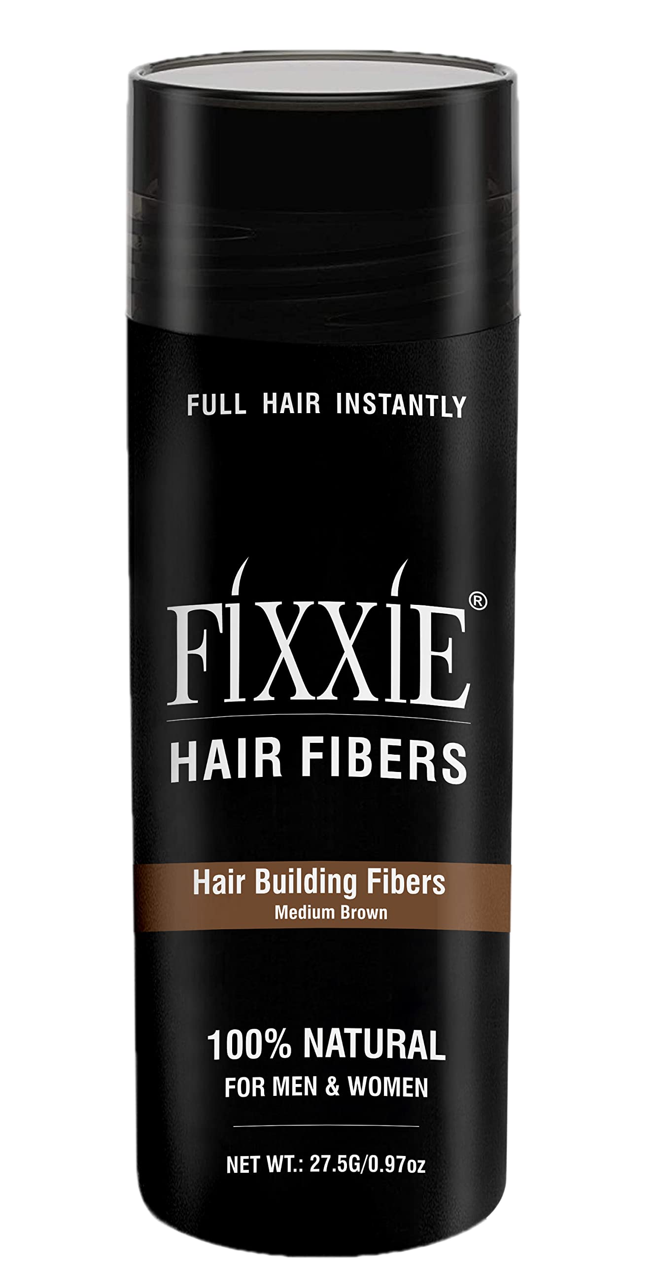 FIXXIE Hair Fibres MEDIUM BROWN for Thinning Hair 27.5g Bottle, Hair Fibre Concealer for Hair Loss for Men and Women, Naturally Thicker Looking Hair