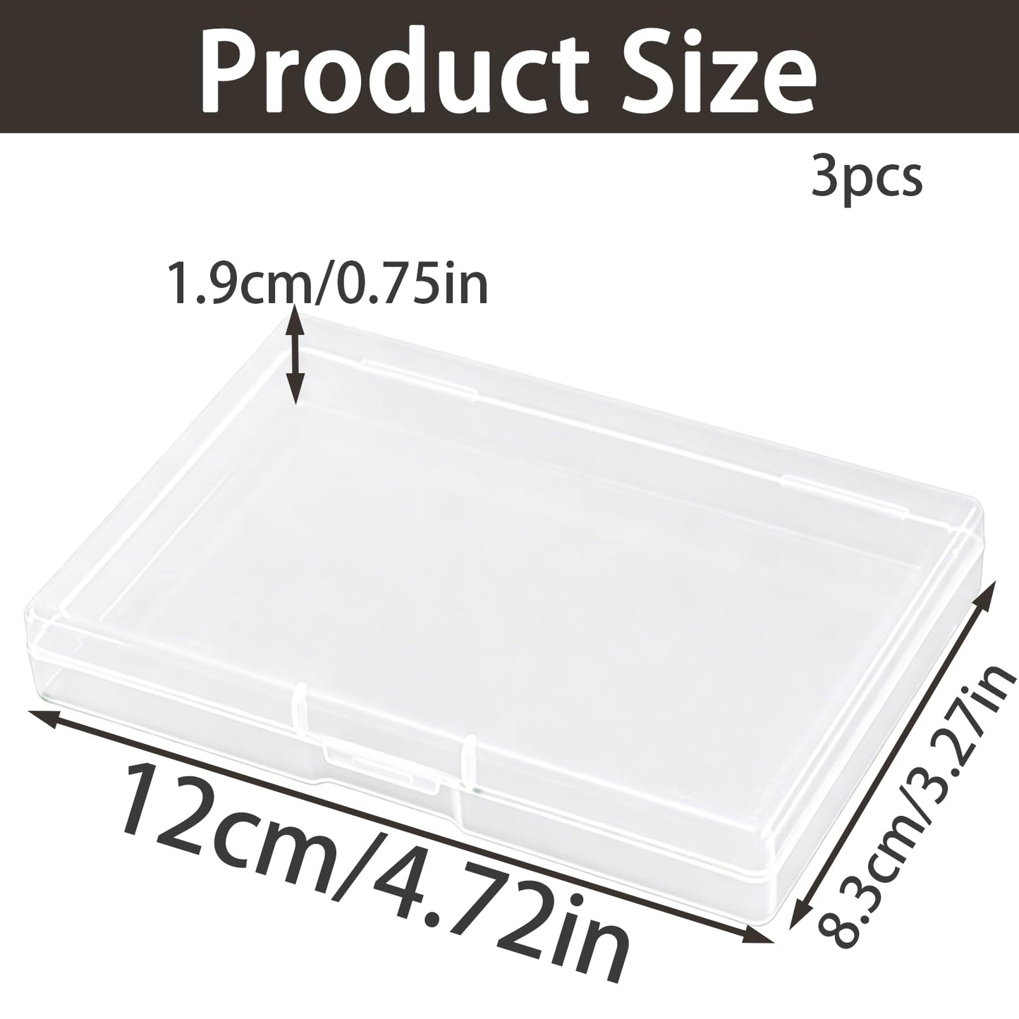 YCZARD 3Pcs Small Plastic Bead Box Rectangular Empty Mini Clear Organizer Storage Box with Flip Lid