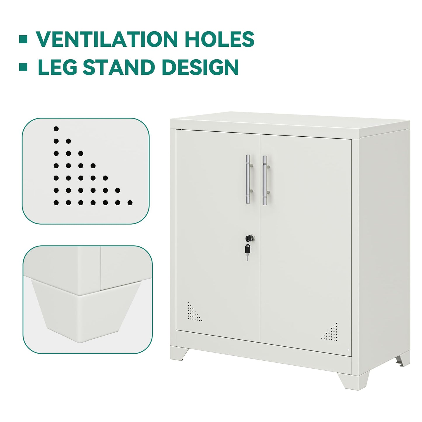 YITAHOME Office Storage Cabinet, Metal Office Storage Cupboard with 2 Adjustable Shelves