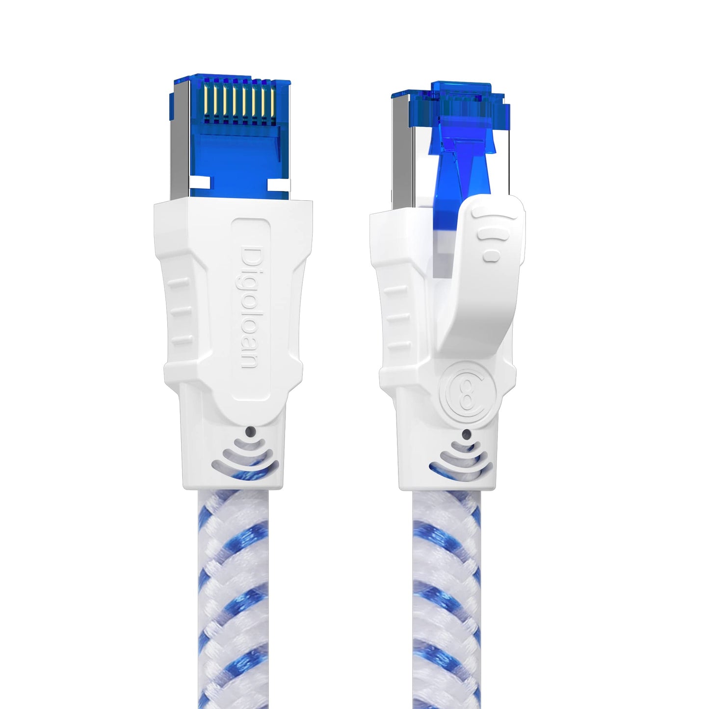 Ethernet Cable 20m, Cat 8 Long Internet Network Lan Cable, High Speed Gigabit 40Gbps 2000MHz S/FTP Nylon Braided Patch Cord with Rj45 Connector for