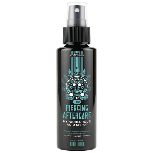 BASE LABORATORIES Piercing Aftercare Hypochlorous Acid Spray 8oz | Piercing Cleaning Solution - Saline Solution Piercing Aftercare for Ear Piercings,
