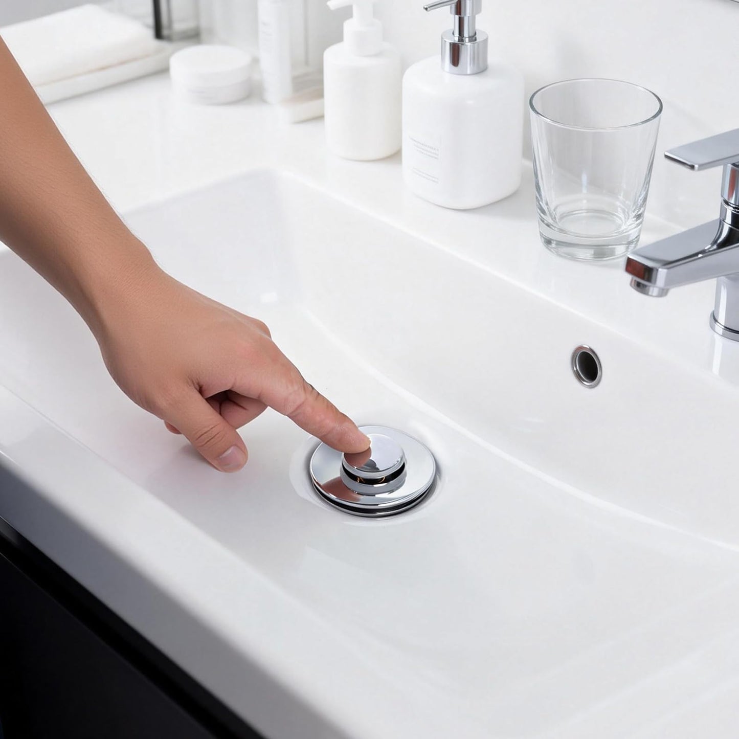 36mm 2-Pack Sink Push Button Drain Stopper, Click Clack Pop Up Waste Cover Plug Replacement for Kitchen, Bathroom & Vanity Basins