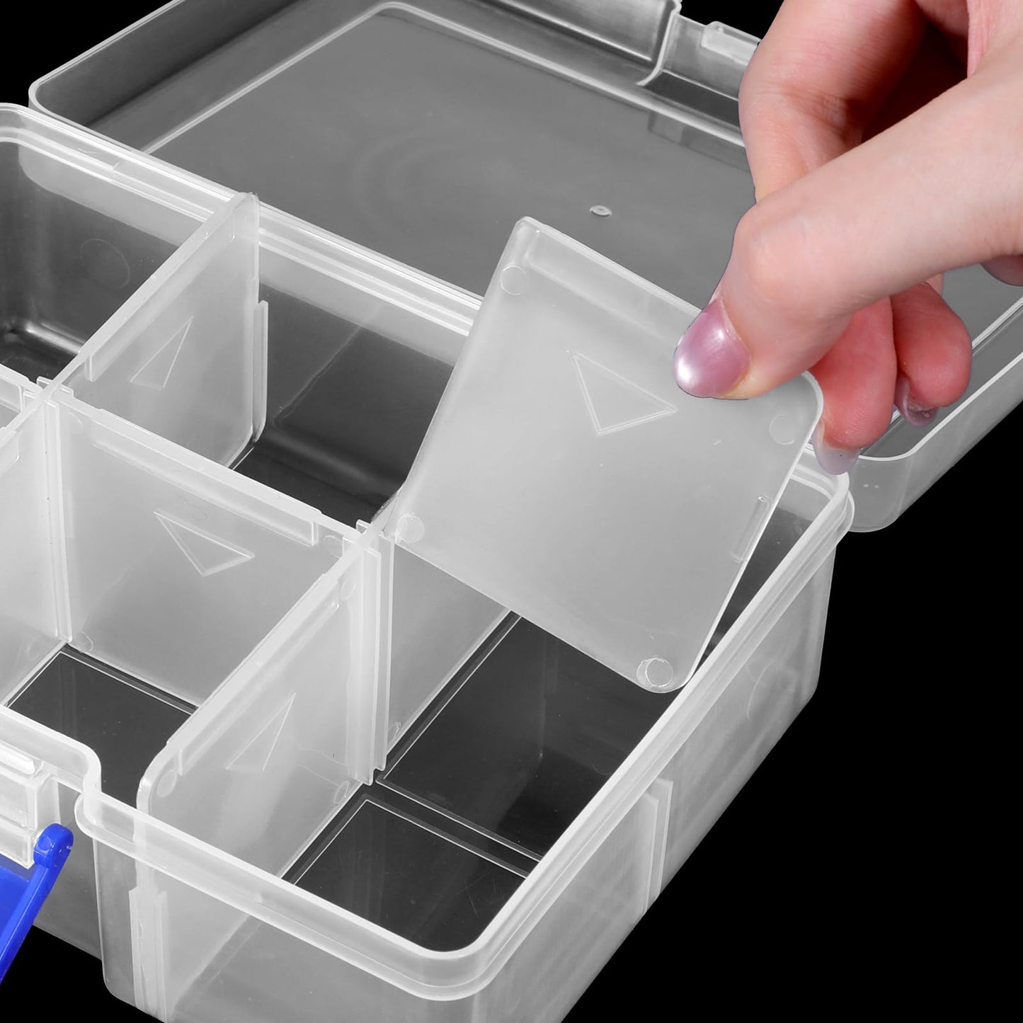 Xelsluthe Plastic Organiser Box, 6 Grids 6.29 Inch X 4.52 Inch Compartment Storage Boxes, Clear Organizer Box