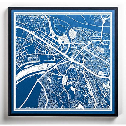 Belgrade Paper Cut Map White 30x30 cm Paper Art