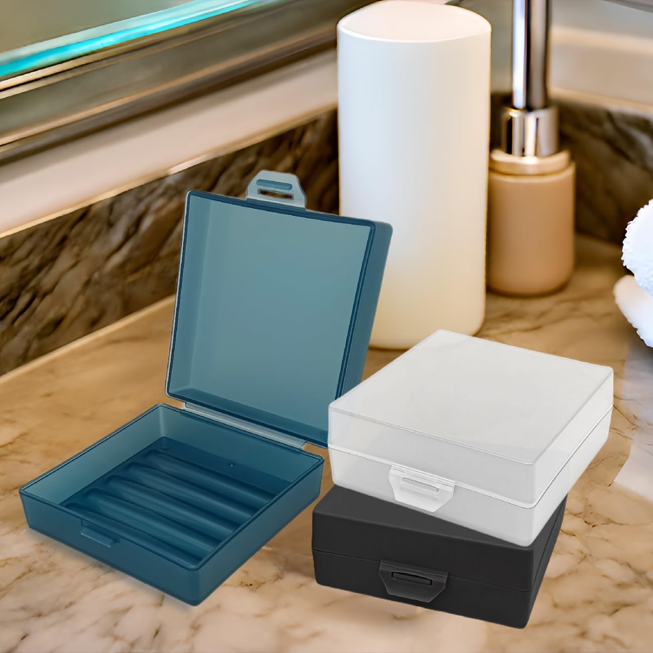 Elimeta Soap Container, Square Bar Soap Holder Fit Dr Squatch Soap, Travel Soap Case (Matt Black)