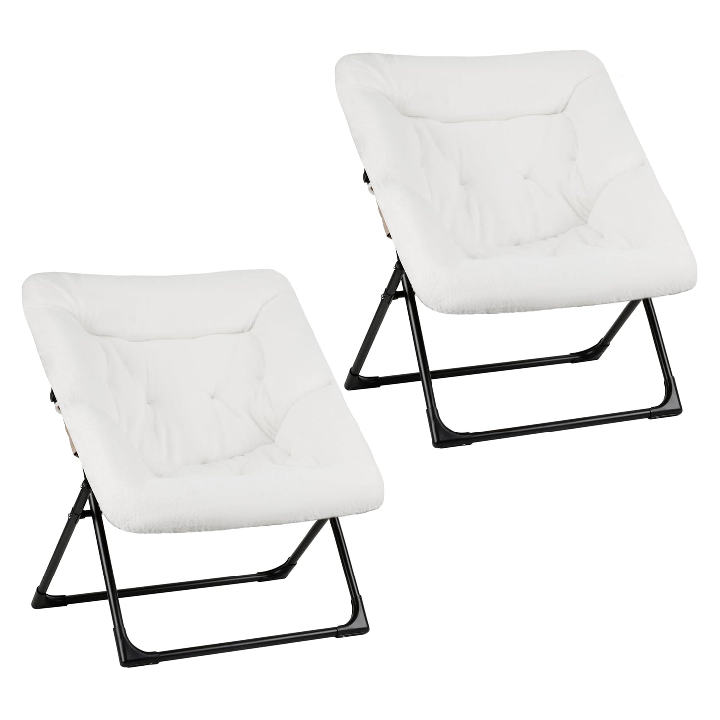 Mordchil EU Comfy Saucer Chair for Adults, Set of 2, Soft Faux Fur Bedroom Chair, Accent Dorm Chairs, Flexible Living Room Reading Chairs