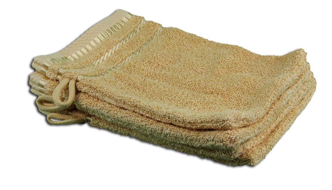 Gözze - Bath/Shower Glove/Mitt, Set of 4, Berlin, 100% Cotton, 17 x 24 cm - Corn