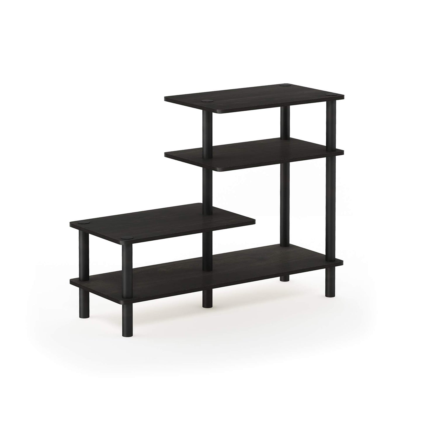 Furinno TURN-N-TUBE Storage Shelves, 4-Tier Ladder Book Shelf, Accent Display Shelf, Toolless Open Shelves, Round Tubes, for Organization and Storage