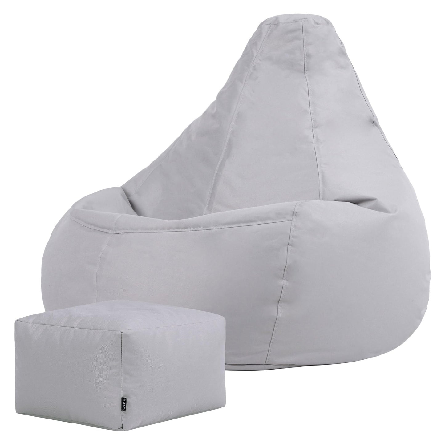 Bean Bag Bazaar Outdoor Bean Bag & Footstool with Filling Included, Grey