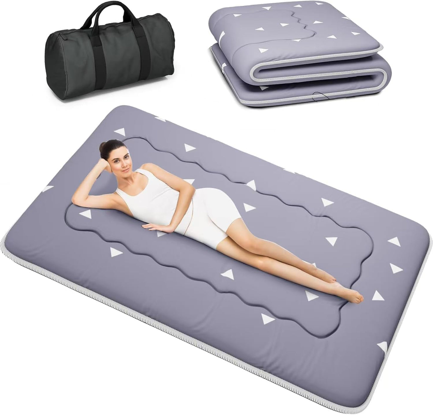 Kiseely Japanese Futon Mattress, Foldable Tatami Mat Portable Dormitory Sleeping Pad With Bag & Strap