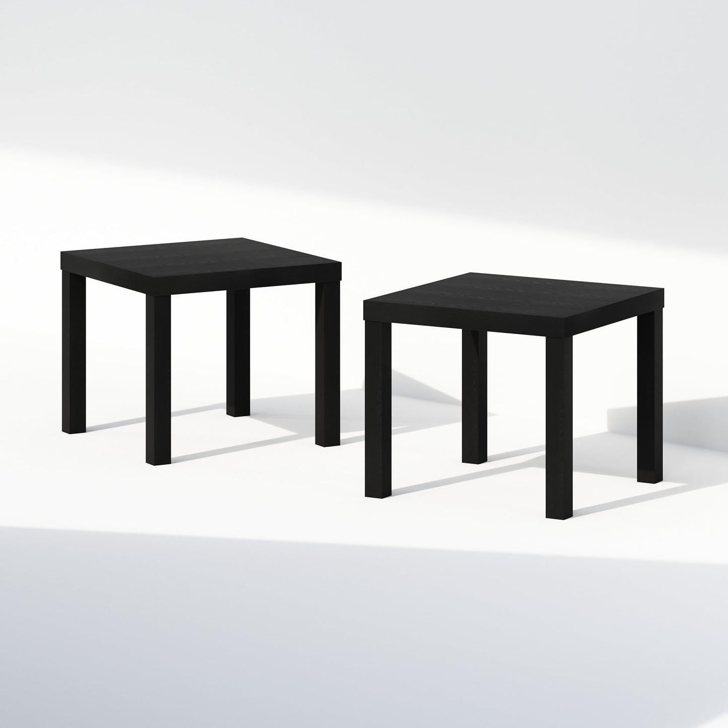 Furinno CLASSIC Coffee Table Set of 2, Square Modern Coffee Table with 1.8 Thick Tabletop, Side Table with 4 Legs, for Living Room, Bedroom
