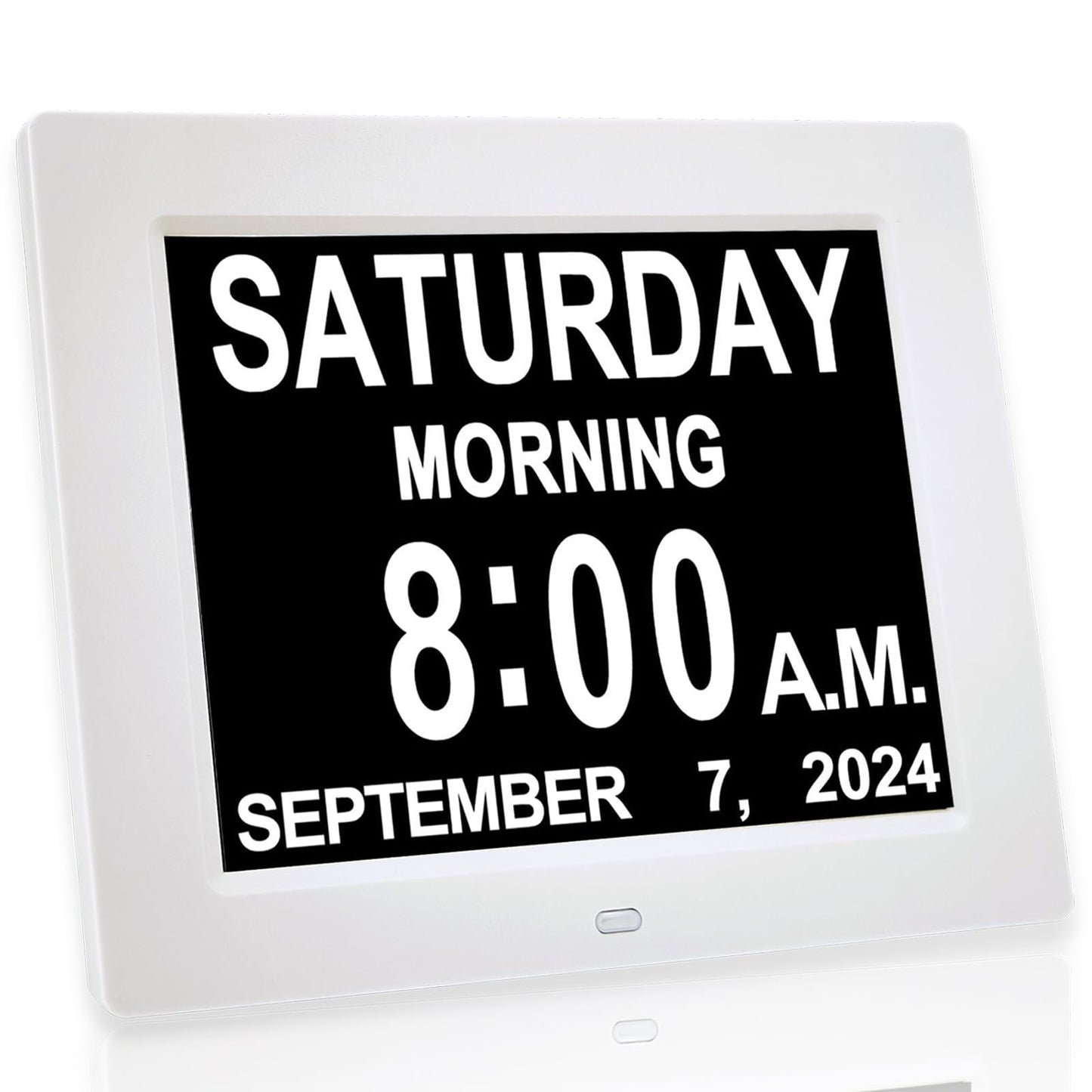 Yuanzeco Alarm Clock With Day And Date For Elderly 3Displays Digital Calendar Day Clock Photo Frame- Auto Dimmable Display 15 Alarm Options, Day Clock