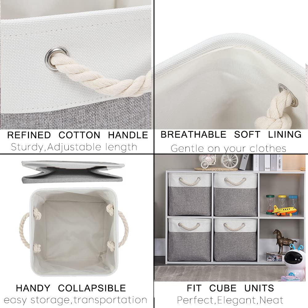 Mangata 28x28x28cm Cube Storage Boxes 4Pcs Gray White Foldable Baskets