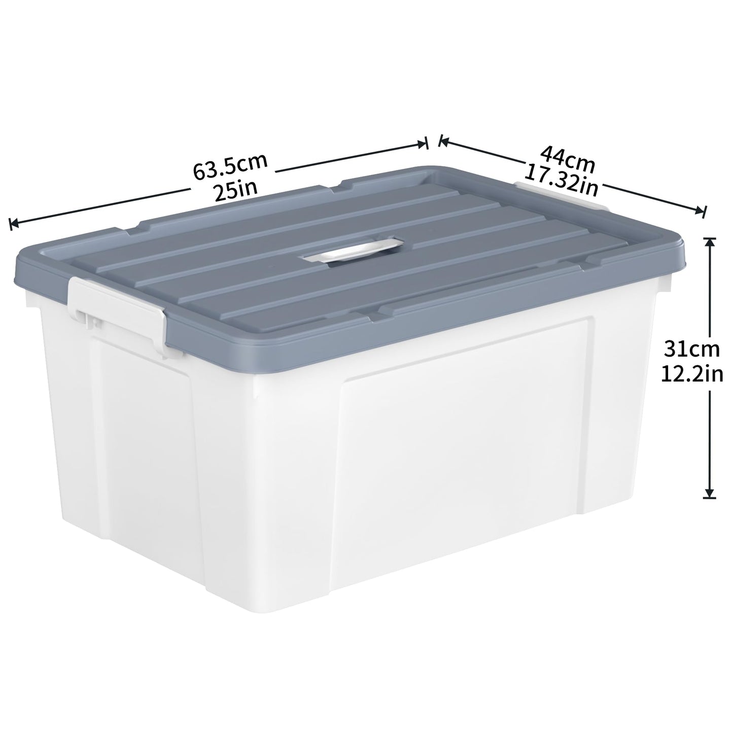 Cetomo 65L*4 Storage Boxes, Carry Plastic Storage Box with Lids, Organizing Container with Handle and Secure Latches