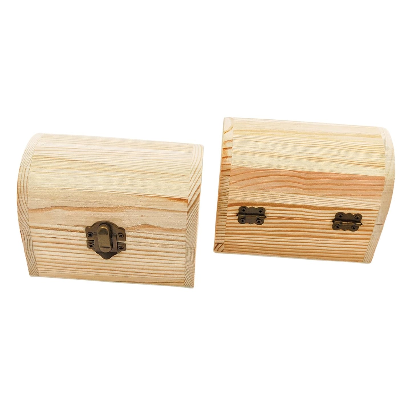 Anktily 2 Pack Arched Wooden Boxes, 12 x 8 x 9 cm Unfinished Pine Wood Storage Chests with Lid - Rustic DIY Craft Organiser for Jewellery