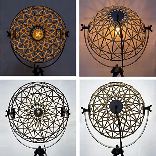 Osasy Geometric Rattan Floor Lamp, Tripod Standing Lamp with Woven Shade, Modern Corner Light for Living Room,E27 Base,Height 169cm