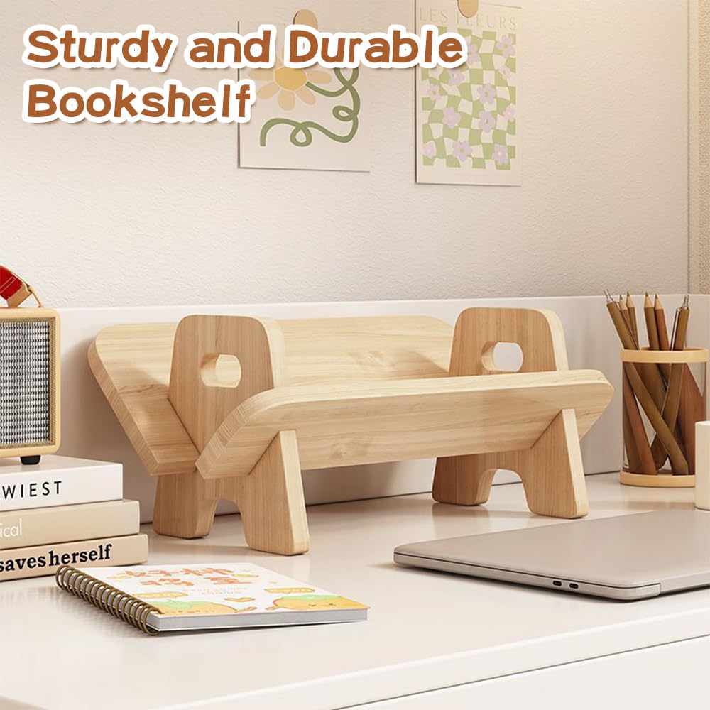 Mulaibdin Desktop Bookshelf, Small Bookcases for Kids, Mini Bookshelf Wood for Desk, Small Bookcases Free Standing with Handle