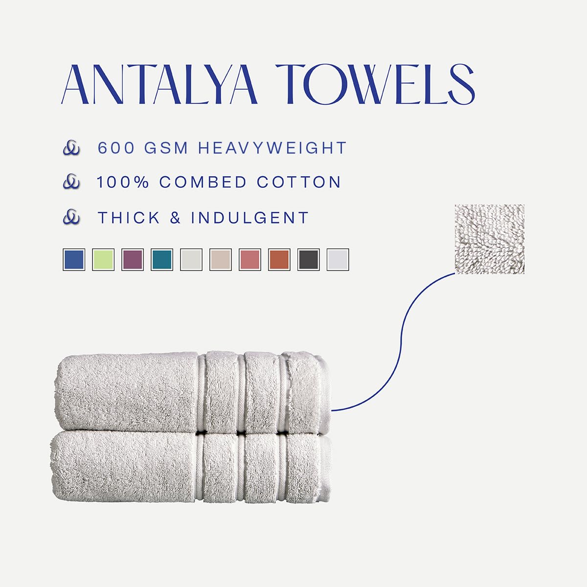 Christy Antalya Face Cloths | Set of 4 | 100% Turkish Cotton | 600GSM | Soft Plush Luxury Flannels | 4 Wash Cloths | Quick Dry | Lunar Grey