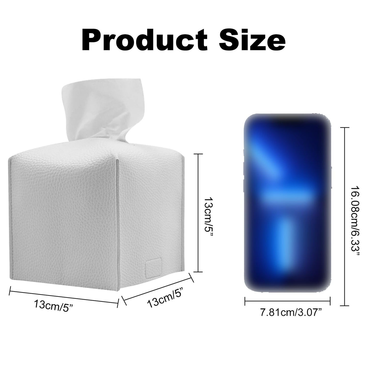 KASESSS 2 Pcs PU Leather Tissue Box Covers, Square Modern Collapsible Decorative Napkin Dispenser for Home Office Hotel Car