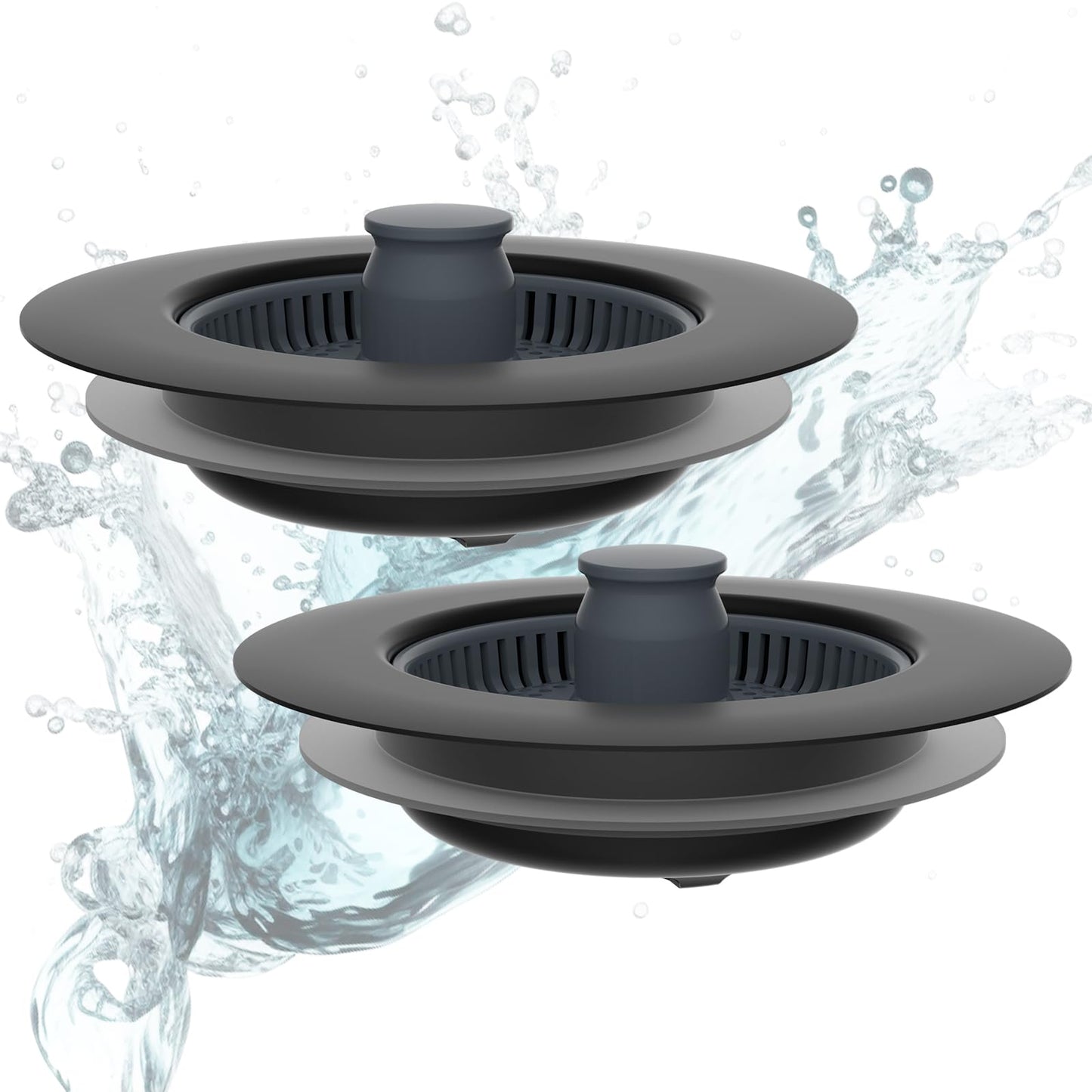 Hibbent 2-in-1 Kitchen Sink Plug and Stopper Combo, Stainless Steel Stopper and ABS Strainer, Anti-Clogging, Prevents Odors - Sinks Depth > 22mm -