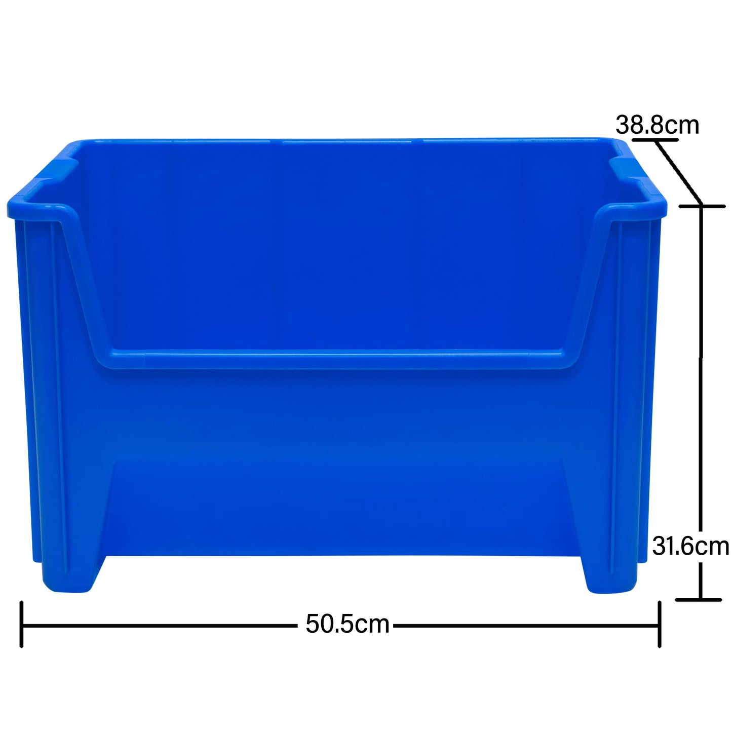 Akro-Mils 13017 Stak-N-Store Stacking Hopper Front Plastic Storage Bin, Blue, Case of 3