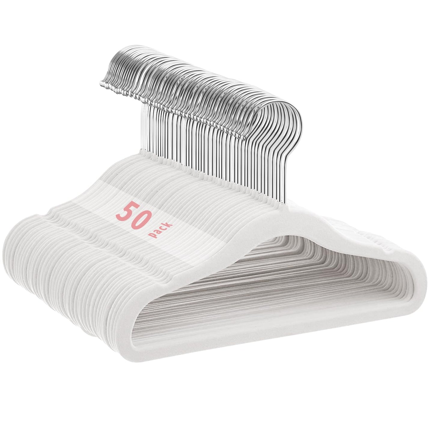 MangoKit White Baby Velvet Hangers Non-Slip Kids Coat Hangers 50 Pack